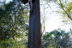Boulder seating area for crucifix