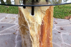 Glass-top boulder table detail