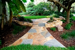 Flagstone Path with Dry-Stack Retaining Wall