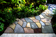 Flagstone path with epoxied gravel