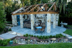 Mortared blue stone patio area